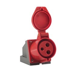 Tomada Sobrepor 2P+T 32A 380/440V 9H IP44 Vermelho - Soprano