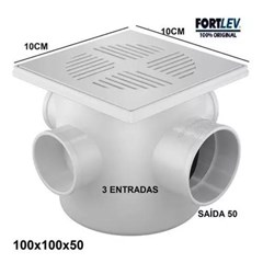 Caixa Sifonada 100x100x50 Quadrada Branca - Fortlev