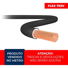 Cabo Flex 10mm² 750v 70° por Metro Preto - Sil