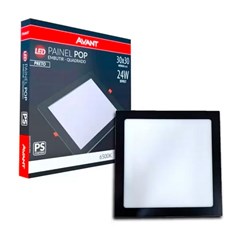 Painel Embutir LED Quad 24W 6500k Preto Bivolt - Avant