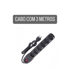 Filtro De Linha 6 Tomadas 3m Preto - Megatron