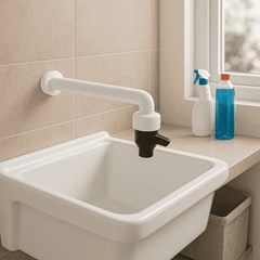 Torneira Cozinha Alavanca 1/2” Branca/Preto - Rebouças