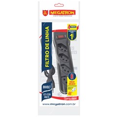 Filtro Linha 4 Tomadas 1 Metros Preto - Megatron