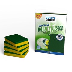 Esponja Multiuso Economica Verde E Amarelo 4 Peças - Tek Bond