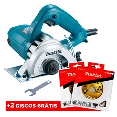 Serra Marmore + 2 Discos De Corte Diamantado 4.3/8 1300w 127v - Makita