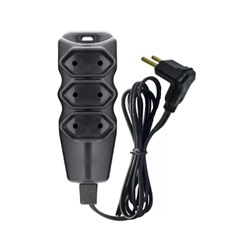 Extensão 3T 10A 2P 1,5M Preto Bivolt - Megatron