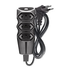 Extensão 3T 10A 2P+T 10M Preto Bivolt - Megatron