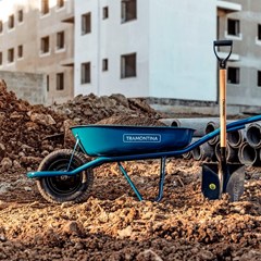 Carrinho De Mão 50l Caçamba Rasa Metálica Azul - Tramontina
