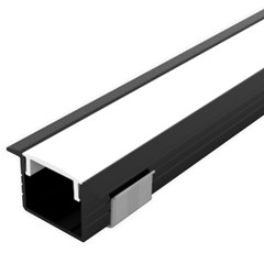 Perfil Embutir Led 3000x25x14mm Preto - Confiseg