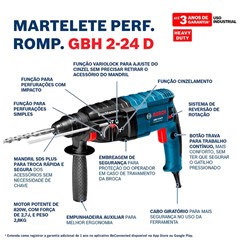 Martelete Perf/Romp GBH 2-24D 820W 127V - Bosch