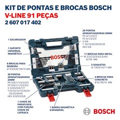 Kit De Pontas E Brocas V-Line 91 Unidades - Bosch