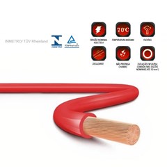 Cabo Flex 2,50mm² 750v 70°C Vermelho Com 100 Metros - Sil