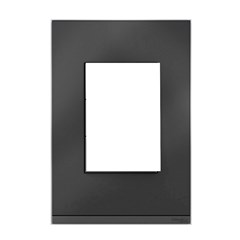 Placa 3 Postos 4x2 Orion Grafite/Dark Glass Vertical - Schneider