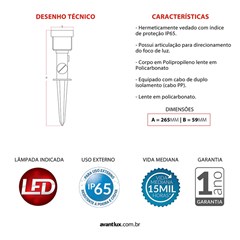 Espeto Para Jardim LED Hummer 5W (Azul) Bivolt - Avant