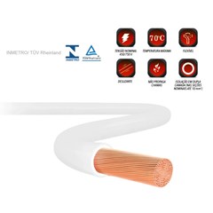 Cabo Flex 4,00mm² 750v 70°C Branco Com 100 Metros - Sil