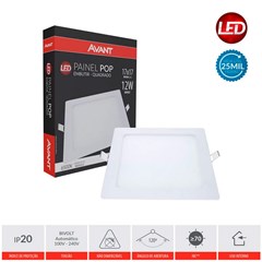 Painel Embutir Led Quadrado 12w 6500k Bivolt - Avant