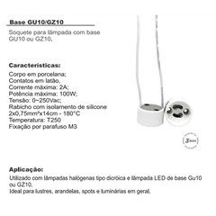 Base P/Dicroica Gu10 E Gz10 C/Rabicho - Decorlux