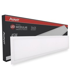 Painel Led Embutir Modular Retangular 45W 6500K Branco Bivolt - Avant