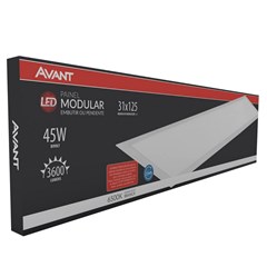 Painel Led Embutir Modular Retangular 45W 6500K Branco Bivolt - Avant