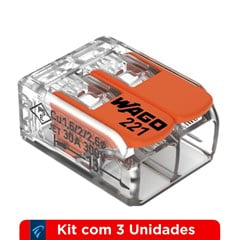 Kit Conector Wago 2P 0,5-6,00mm² 3 Unidades - Wago