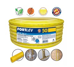 Mangueira Corrugada 25mm Amarelo 50 Metros - Fortlev