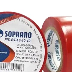 Fita Isolante 19mm Vermelho 10m - Soprano