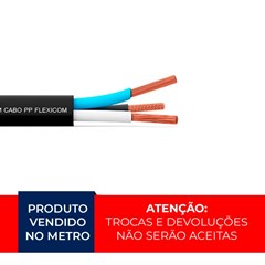 Cabo Flex PP 3x4,00mm² 0,6/1kv 90° Preto - Cobrecom