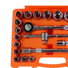 Jogo Soquete Estriado 1/2” 22 Pcs - Gedore