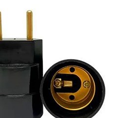Bocal Adaptador C/Plug E-27 4a Preta - Decorlux