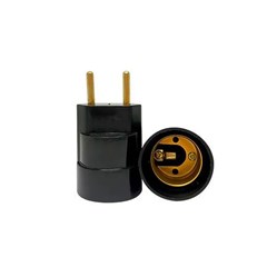 Bocal Adaptador C/Plug E-27 4a Preta - Decorlux