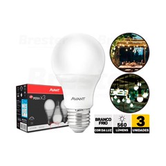 Lâmpada Pera A60 Led E-27 7w 6500k 3pcs - Avant