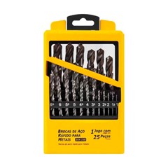Broca Aço Rápido 1,0-13mm² Din338 25pc - Vonder