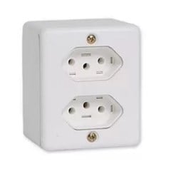Tomada Dupla Sobrepor 10A Branco - Ilumi