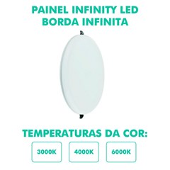 Painel Embutir Led Redondo Infin. 6500k 36w Bivolt - Gaya
