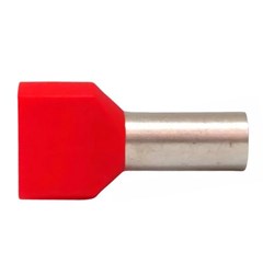 Terminal Pre-Isolado Duplo Tubular 1,00mm² Vermelho - Axt