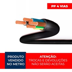Cabo Flex PP 4x10mm² 0,6/1kv 90° Preto - Sil