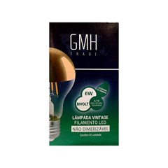 Lâmpada Filamento Led Defletora A19 6w Dourada - Gmh Trade